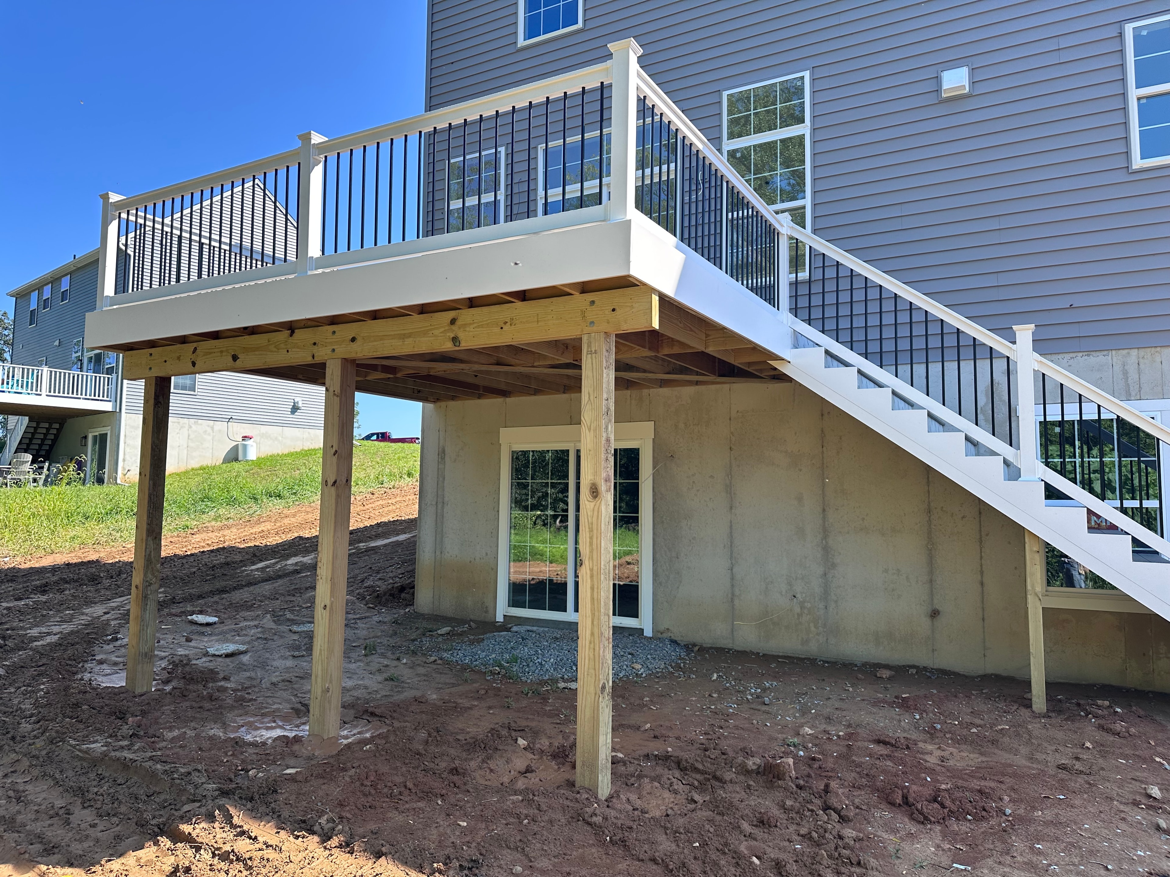 Finished outdoor living deck for a family home